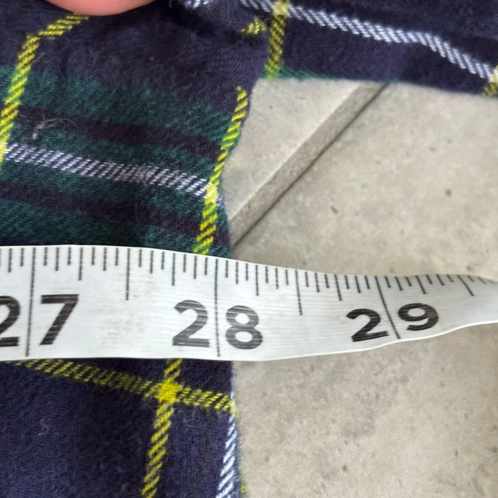 Talbots Flannel Pajamas Set Green Blue Plaid Cotton Long Button Down Pants 3X